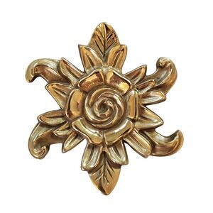 Carters Grove Rose‎ Medallion Trivet Decor Vintage Brass Flower 1976